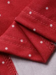 DAZY Baby Girls' Polka Dot Print Short Sleeve Ruffle Blouse, Summer New Arrival Cute Puff Sleeve Cardigan T-Shirt - Burgundy - View 8