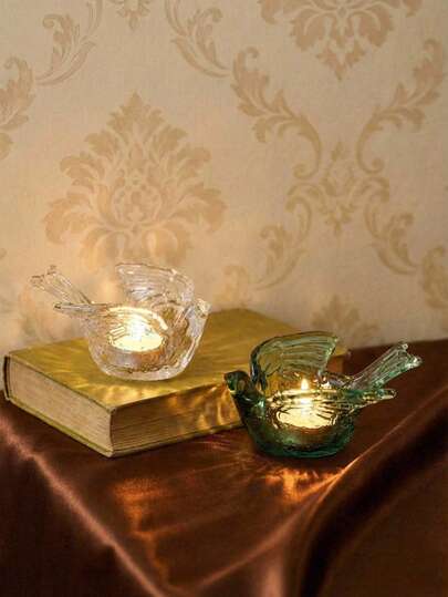 Cirelle Art Deco Bird Shaped Candle Holder – Clear Polished Crystal Glass Candlestick For Wedding, Party, Holiday Gift & Luxury Home Table Decoration