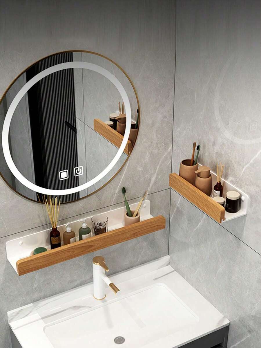 1个/2个免钻孔壁挂式洗发水和护发素置物架 – 带排水孔的浴室收纳架 - 白色 - 查看 1