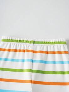 SCOOBY-DOO X SHEIN Toddler Boys' Minimalist Print Round Neck Short Sleeve Shorts Snug Fit Pajamas - White - View 3