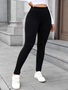 Flexra Women's High Waist Skinny Casual Versatile Jeans Tummy Control Leggings For Women Compression Fit Leggings Black Leggings High Waisted Leggings - Black - View 3