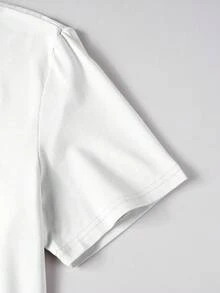 Manfinity Homme 男士街头风芝加哥字母印花短袖T恤和短裤套装，休闲百搭短袖短裤两件套 - 彩色 - 查看 4