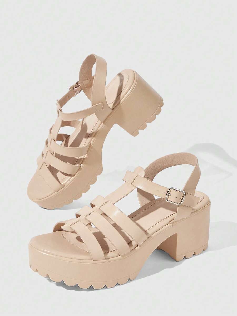 HighSole 女士时尚黑色高跟凉鞋，适合夏季毕业典礼、舞会、度假等各种场合，包括夏季、圣诞节、秋季、新年等节日。 - 杏色 - 查看 1