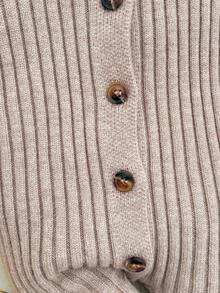 SHEIN Cozy Long Sleeve Newborn Button-Up Jumpsuit In Soft Striped Fabric Newborn Knit Outfit Boy Newborn Outfit Photoshoot Boy Neutral Newborn Baby Clothes Newborn Sweater Romper Newborn Knit Romper,In Fall/Winter - Camel - View 5