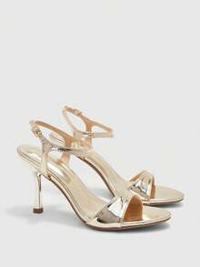 CUCCOO BIZCHIC Women Shoes Spring And Summer New Gold Round Toe Thin High Heel Ankle Strap Women's High Heel Sandals Fashionable And Comfortable Versatile Commuter Women's Sandals Women's Shoes - Light gold - View 7