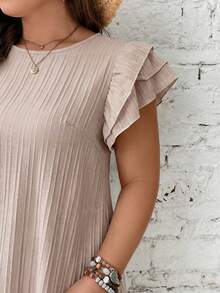 SHEIN Frenchy Gaun Modis Warna Polos Ukuran Besar, Cocok untuk Musim Panas, Gaun Santai untuk Wanita - Khaki - View 6