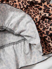 Franclia Women's Elegant Leopard Print Flare Dress - Coffee Brown - View 7