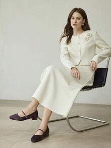 MOTF PREMIUM SEPATU FLAT WANITA HAK KOTAK YANG NYAMAN DAN SERBAGUNA - Purple - View 3