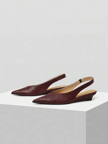 MOTF PREMIUM Tacones de punta fina con tira trasera para mujer, para el Día de San Valentín, zapatos de , tacones para vacaciones de , Pascua, baile de graduación y Navidad - Borgoña 2 - Ver 4