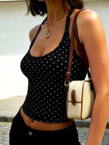 Zyxie Áo hai dây cổ yếm in chấm bi dáng rộng thoải mái dành cho nữ mùa hè. - Nhiều màu - Xem 4