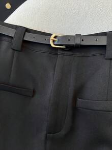 Franclia Chân váy đen cạp cao xẻ tà sau, thời trang, đa năng, phù hợp cho công sở, đi làm, dáng suông, có thắt lưng. Thích hợp cho nữ, mặc đi làm, mặc thường ngày, đi làm, đi học, mặc thường ngày, màu trơn, đa năng. Phù hợp cho nữ mùa hè, mẫu thời trang mới mùa xuân 2026. - màu đen - Xem 4