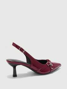 CUCCOO BIZCHIC Women's Fashion Pointe Burgundy Patent Leather Commuter Versatile High Heels Workplace Elegance Office Women's Shoes - Burgundy - View 9