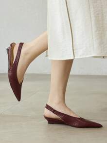 MOTF PREMIUM Tacones de punta fina con tira trasera para mujer, para el Día de San Valentín, zapatos de , tacones para vacaciones de , Pascua, baile de graduación y Navidad - Borgoña 2 - Ver 7