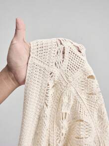 Ontre 2026新款早春灰蓝色长袖收腰喇叭下摆长款连衣裙，配有娃娃领，适合现代都市派对、返校季、都市简约休闲日常穿着、波西米亚风、度假、节日、春季等场合。 - 米色 - 查看 7