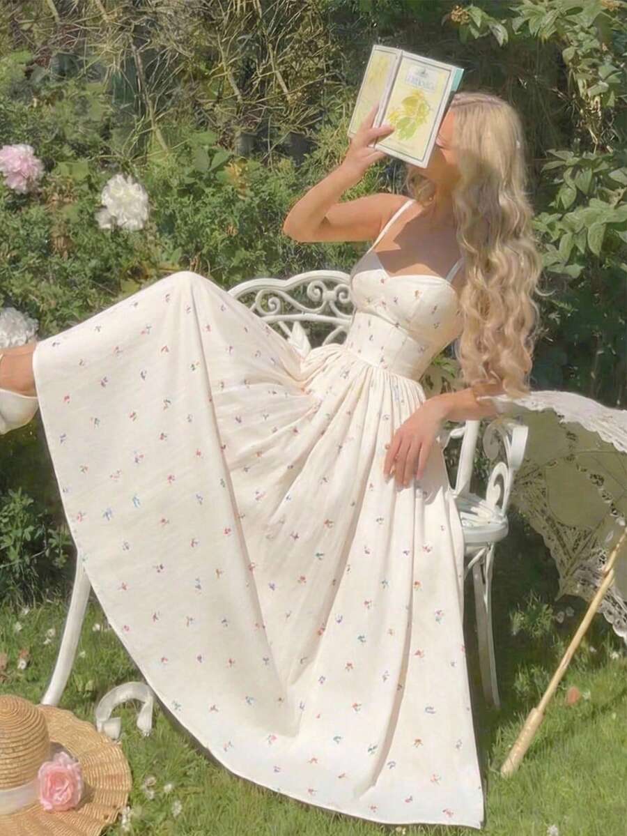 SHEIN MOD 女士极简印花吊带连衣裙 - 彩色 - 查看 1