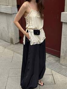 Serisse Women's Lace Patchwork Casual Versatile Daily Wear Camisole Top - Apricot - View 10