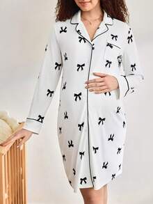 Comfortable, Casual, Homewear, Soft, Heart Design Maternity Pajama Set - Multicolor - View 4