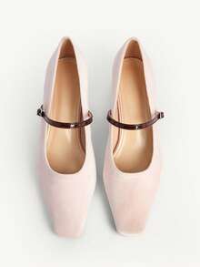 CUCCOO CHICEST Vintage Square Toe Satin Slip-On Pumps For Women For Christmas Valentine's Day Elegant Shoes - Barely Pink - View 9