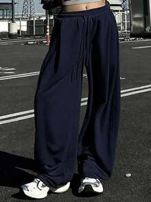 DAZY Women's Casual Loose Korean Style Sweatpants - Navy Blue - View 3