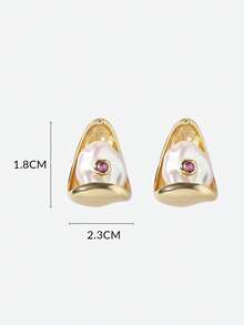 Opalesca Fashion Plastic Pearl Earrings - Gold - View 6