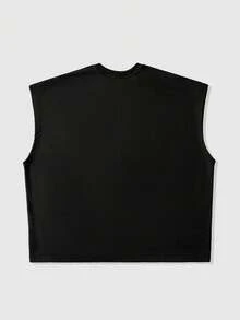 ROMWE MEN Street Life Men's Printed Rivet Loose Tank Top - Black - View 3