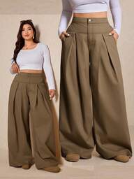 Elaquor Jeans décontractés de couleur unie grande taille