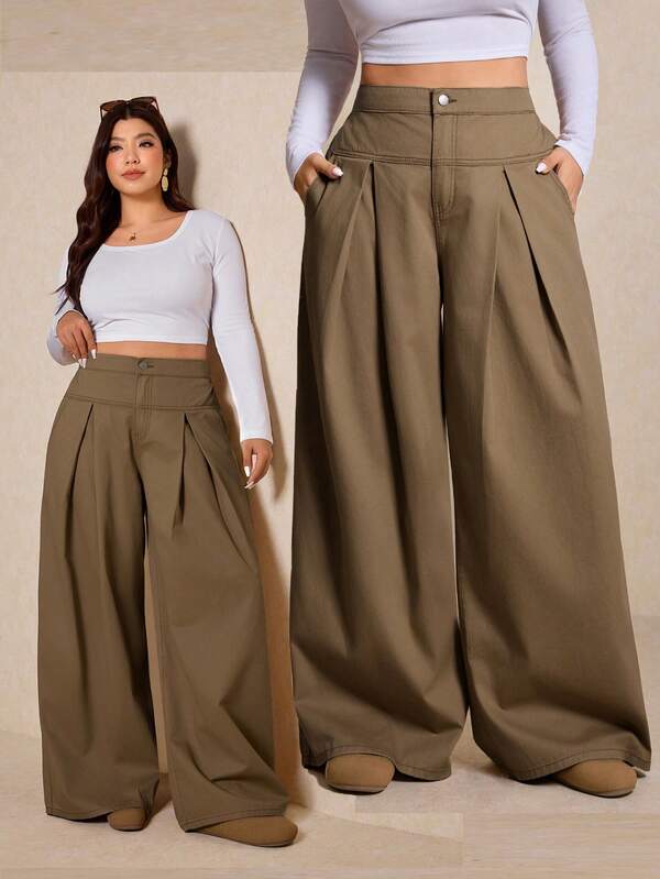 Elaquor 大码纯色休闲牛仔裤