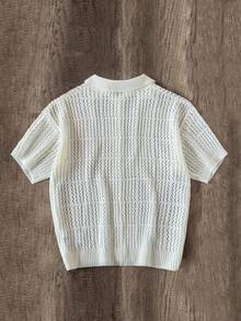 Manfinity Joysei 男士休闲双色条纹纽扣开襟针织毛衣 针织纽扣衬衫 适合男士旧款，Rave - 白色 - 查看 2