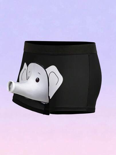 FeverCity Men's Comfortable Elastic Waist Elephant Print Boxer Briefs