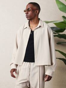 SUMWON 罗纹长袖衬衫和宽松阔腿裤套装，休闲家居服搭配 - 杏色 - 查看 3