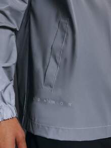 SUMWON Reflective Windbreaker Jacket With Chest Pocket And Full Zip Closure - Grey - View 7