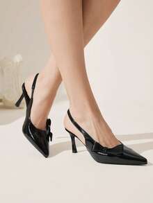 CUCCOO CHICEST Pointed Toe High Heel Shoes For Women. New Elegant Wedding Dress Nude Color Patent Leather High Heels, Slim Heel, Cross-Tied, Charming Elegant, Sexy Club Nude Color Ladies High Heel Pumps, Spring, Summer, Autumn Fall Valentine's Day Elegant Shoes - Black 66 - View 7