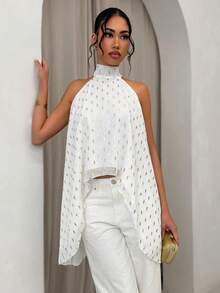 Glamine Áo kiểu nữ phong cách Pháp, chất liệu chiffon, họa tiết lá kim loại ánh kim, viền ren xếp ly có thể tháo rời, kiểu dáng chữ A, in họa tiết toàn thân, thích hợp cho mùa xuân và hè; Áo trắng thanh lịch họa tiết vỏ sò, áo trắng phối vàng, thích hợp cho kỳ nghỉ hè, đi biển; Áo không tay dáng suông, thanh lịch, bất đối xứng, rộng rãi. - Nhiều màu - Xem 5