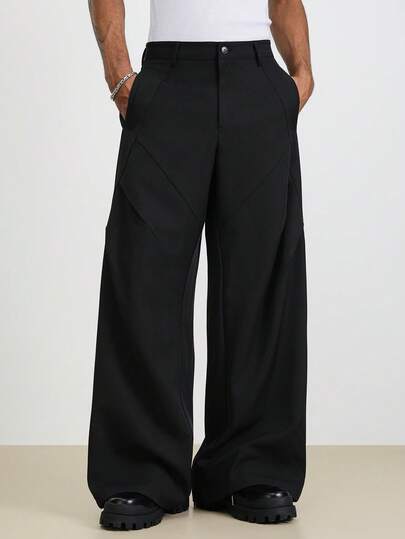 TOKVUE Men's Streetwear Hot Selling INS Style Pants, Men's Loose Wide Leg Pants,Men Pleated Cargo Pants,Men Pleated Pants