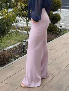 Jeta Ari Elegant High-Waisted Flared Double-Breasted Suit Pants For Women, Chic Urban Style, New Year's Outfit - Baby Pink - View 5