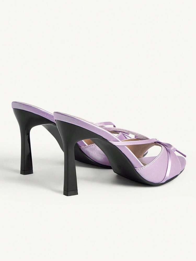 CUCCOO CHICEST Women's High Heel Sandals, Summer/Summer Fashion New Lavender Satin Ribbon Bow Elegant Romantic Wedding Party Slip-On Stilettos Valentine's Day Elegant Shoes Wedding Shoes Summer Shoes Bride Shoes