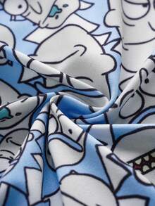 Rick and Morty X SHEIN 1 chiếc quần boxer nam in hình nhân vật hoạt hình và chữ cái, chất liệu thoải mái. - Xanh và trắng - Xem 6