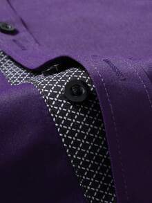 Manfinity Mode Men's Casual Fashion Front Button Long Sleeve Shirt - Purple - View 5