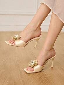 CUCCOO HITCHD Women Heeled Sandals - Apricot - View 1