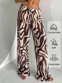 Aloruh Women's New Zebra Print Low Waist Wide Leg Beach Cover Up Pants, Vacation Clothes Vacation Women Beach For Woman Boho Women's Clothing Country Concert , Western Wear Women Cover Ups For Swimwearbathing Suit Cover Up Swim Coverup Women Swimsuit Cover Up Beach Cover Up Women's Beach Cover-Up Cover Ups For Swimwear - Multicolor - View 4