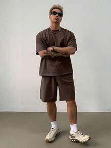 DAZY Men's Solid Brown Regular T-Shirt Set, Summer - Brown - View 5