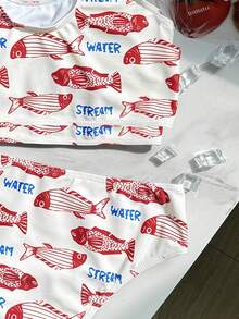 SHEIN 少女休闲背心式泳装套装 - 杏色 - 查看 5