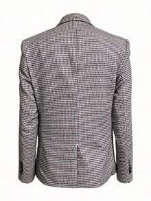 Manfinity Mode Men's Casual Commuter Notched Lapel Single-Breasted Suit Jacket, Autumn/Winter - Black and White - View 2