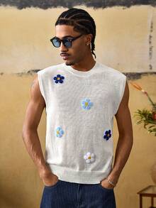 Casual Áo tank top nam không tay in họa tiết hoa, kiểu dáng thường ngày, thoải mái và thoáng khí. - Nhiều màu - Xem 2