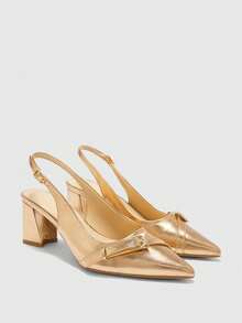 CUCCOO BIZCHIC Giày cao gót quai hậu đơn giản và thanh lịch, đa năng, phù hợp cho công sở và đi làm hàng ngày dành cho nữ. - Hoa hồng vàng - Xem 7