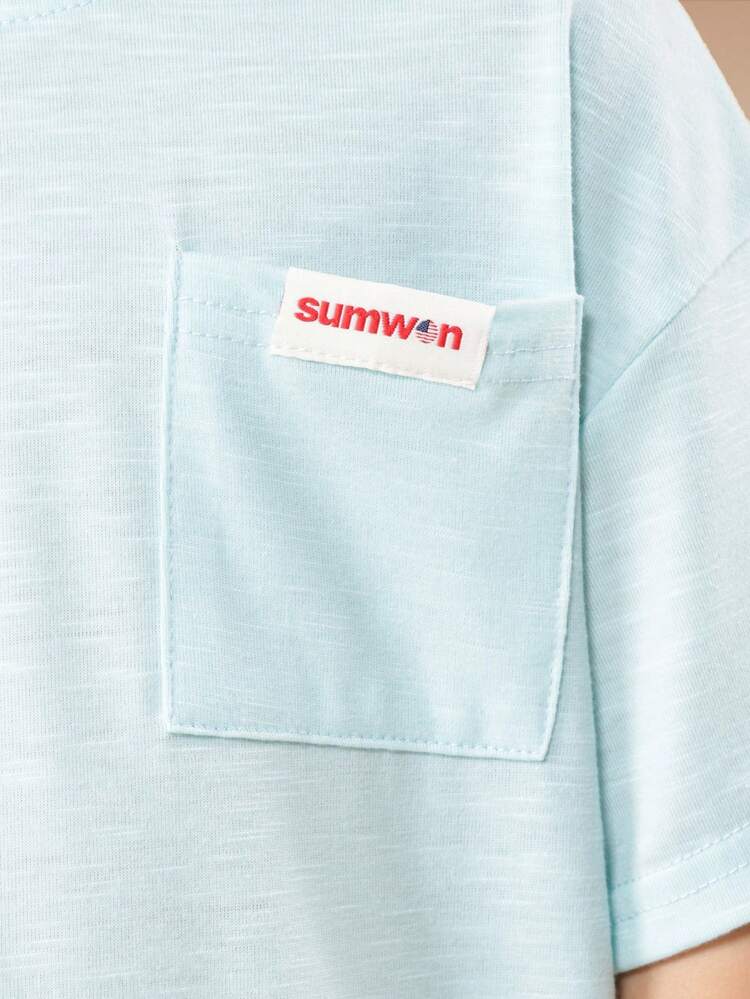 Slub Crew Neck Pocket Tee With Brand Detail