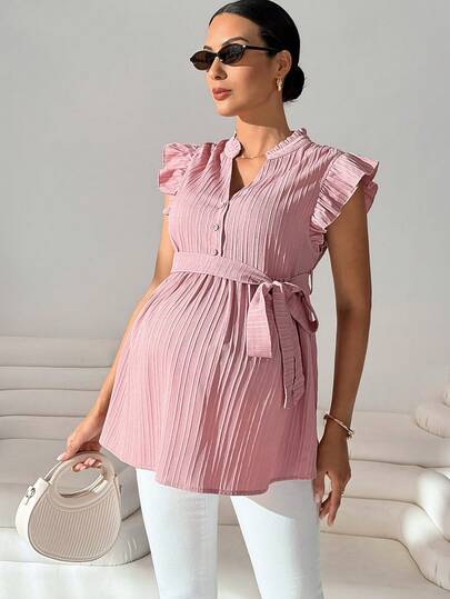 MaterniWear 孕妇V领系腰加长百搭日常上衣