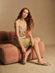 Rosivie 女士罗马平底凉鞋，PU材质编织交叉绑带，方头单扣，沙滩、派对、夜店性感女士拖鞋 - 銅色 - 查看 2