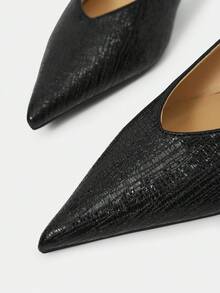 MOTF PREMIUM WOMEN POINT TOE SLINGBACK PUMPS, FOR VALENTINE'S DAY, SPRING SHOES, SPRING BREAK EASTER PROM HEELS FOR CHRISTMAS SPRING SHOES - Graphite Black - View 6