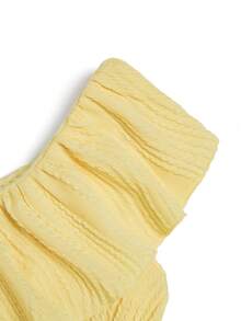 GlowEve New Waist-Cinching Textured Asymmetric Shoulder Ruffle Cream Yellow Summer Sweet Versatile Gentle Mature Commute Casual Blouse For Women - Yellow - View 4